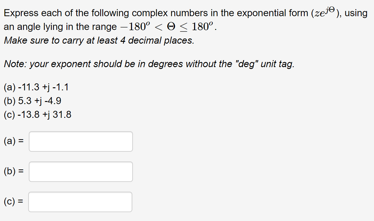 Solved Express Each Of The Following Complex Numbers In The | Chegg.com