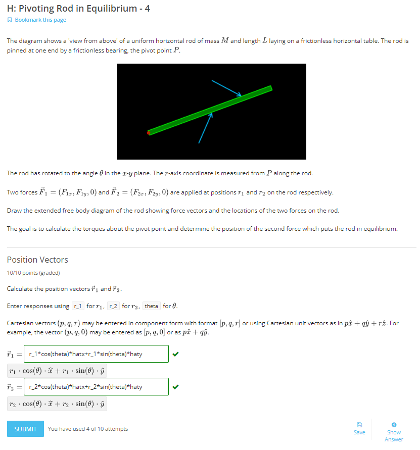H: Pivoting Rod in Equilibrium - 4 Bookmark this page | Chegg.com