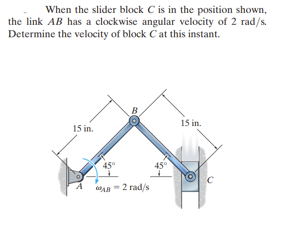 Solved When the slider block C is in the position shown, the | Chegg.com