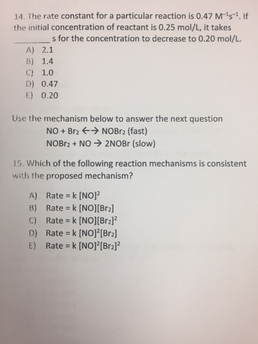 Solved The rate constant for a particular reaction is 0.47 | Chegg.com
