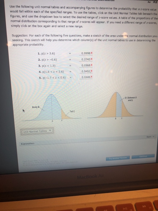 Solved Aa Use The Folowing Unit Normal Tables And | Chegg.com