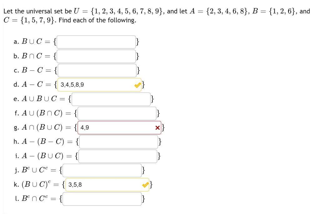 Solved = Let The Universal Set Be U = {1, 2, 3, 4, 5, 6, 7, | Chegg.com