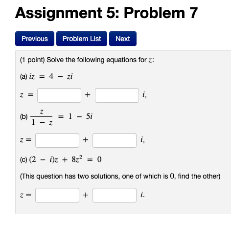 Solved Assignment 5: Problem 7 Previous Problem List Next (1 | Chegg.com