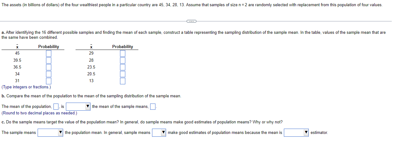 Solved B. Compare The Mean Of The Population To The Mean Of | Chegg.com