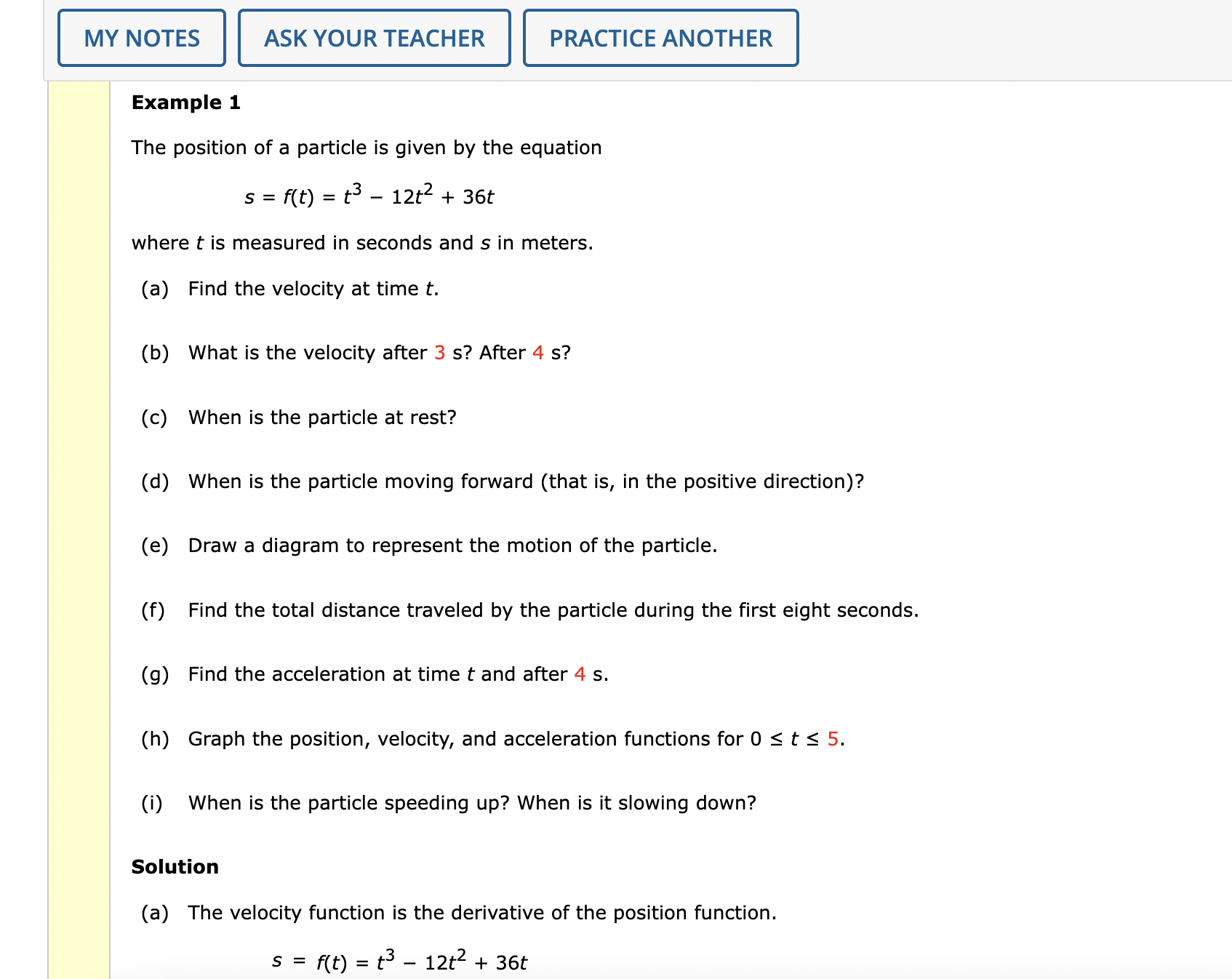 Solved Example 1 The position of a particle is given by the | Chegg.com