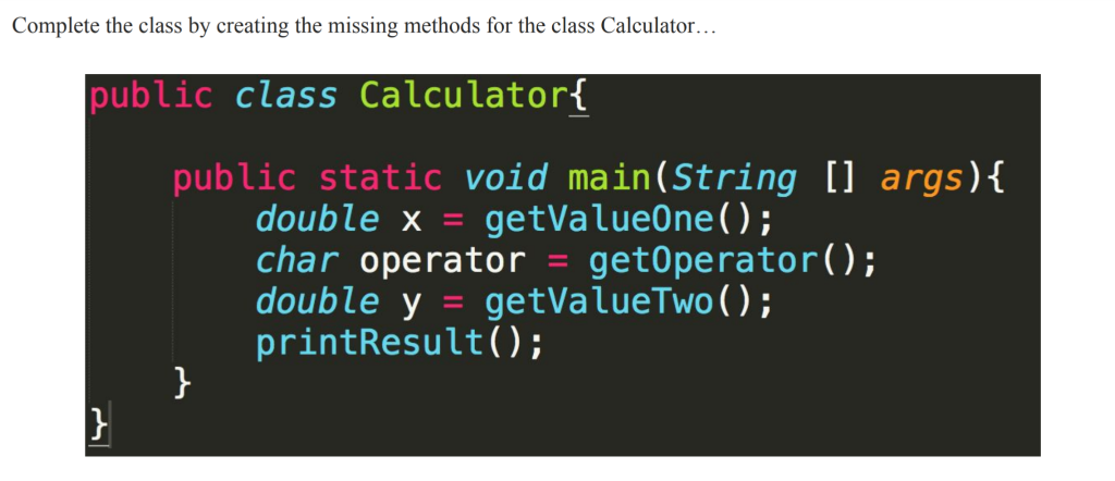 Solved JAVA, Please Complete the class as showed in the | Chegg.com