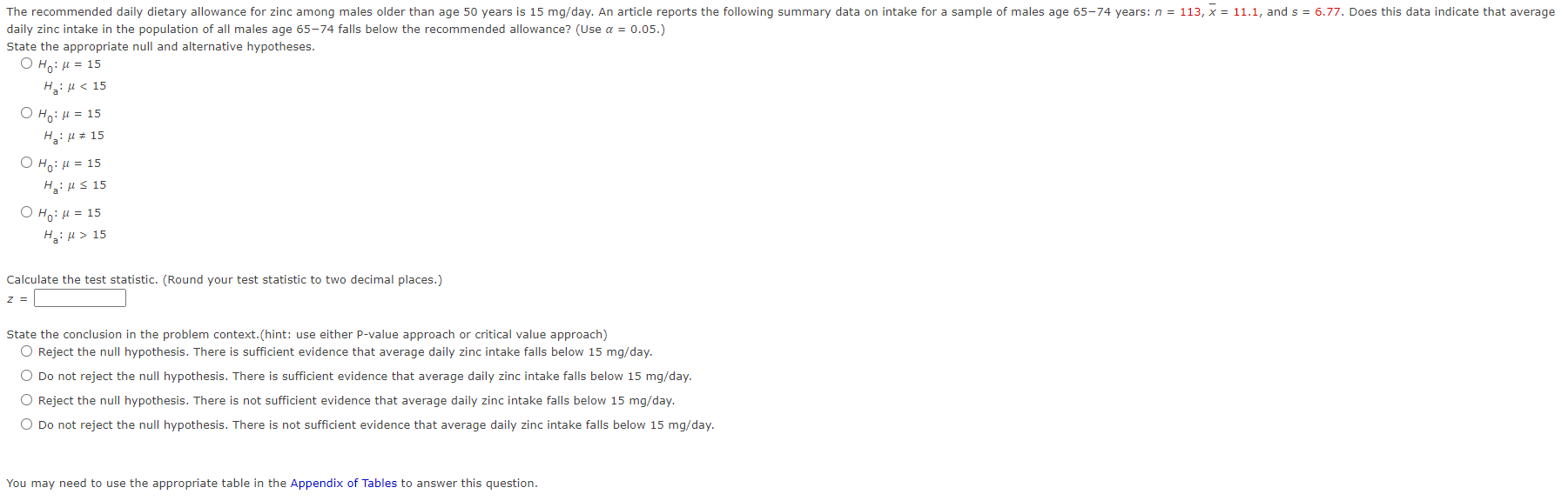 Solved The daily dietary allowance for zinc