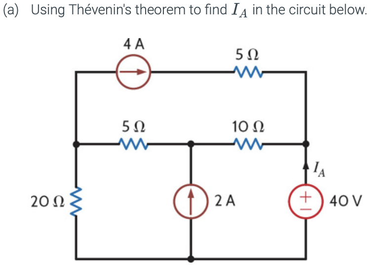 Solved (a) Using Thévenin's theorem to find IA in the | Chegg.com