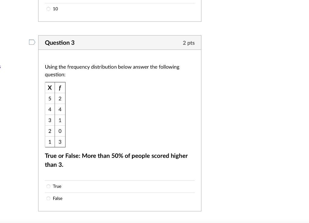 Solved Question 1 2 pts Using the frequency distribution | Chegg.com