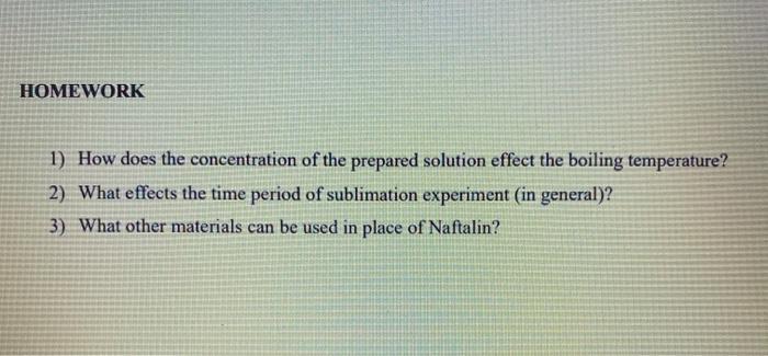 Solved HOMEWORK 1) How does the concentration of the | Chegg.com