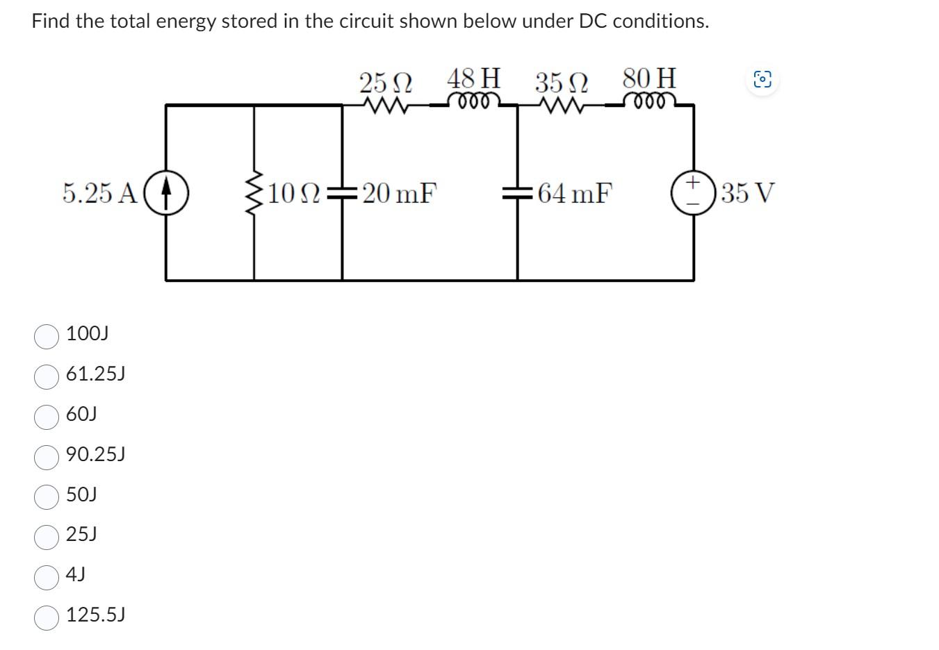 Solved Find The Total Energy Stored In The Circuit Shown | Chegg.com