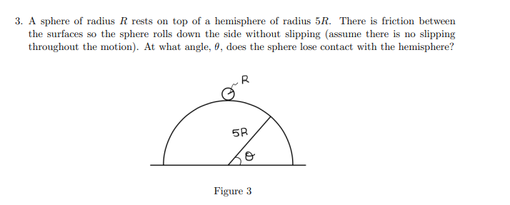 3. A sphere of radius R rests on top of a hemisphere | Chegg.com