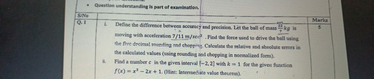 Solved i. Define the difference between accurncy and | Chegg.com