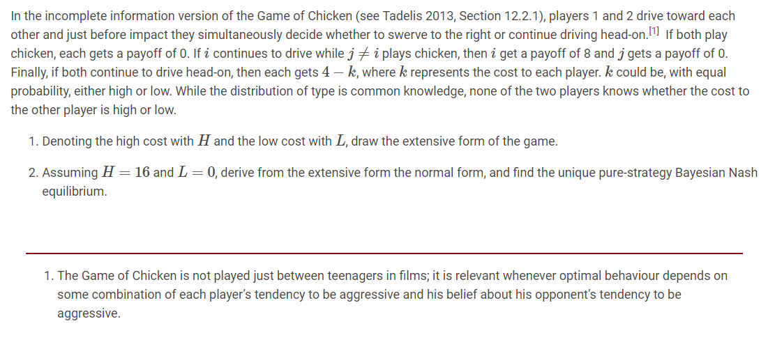 Solved In The Incomplete Information Version Of The Game Of | Chegg.com