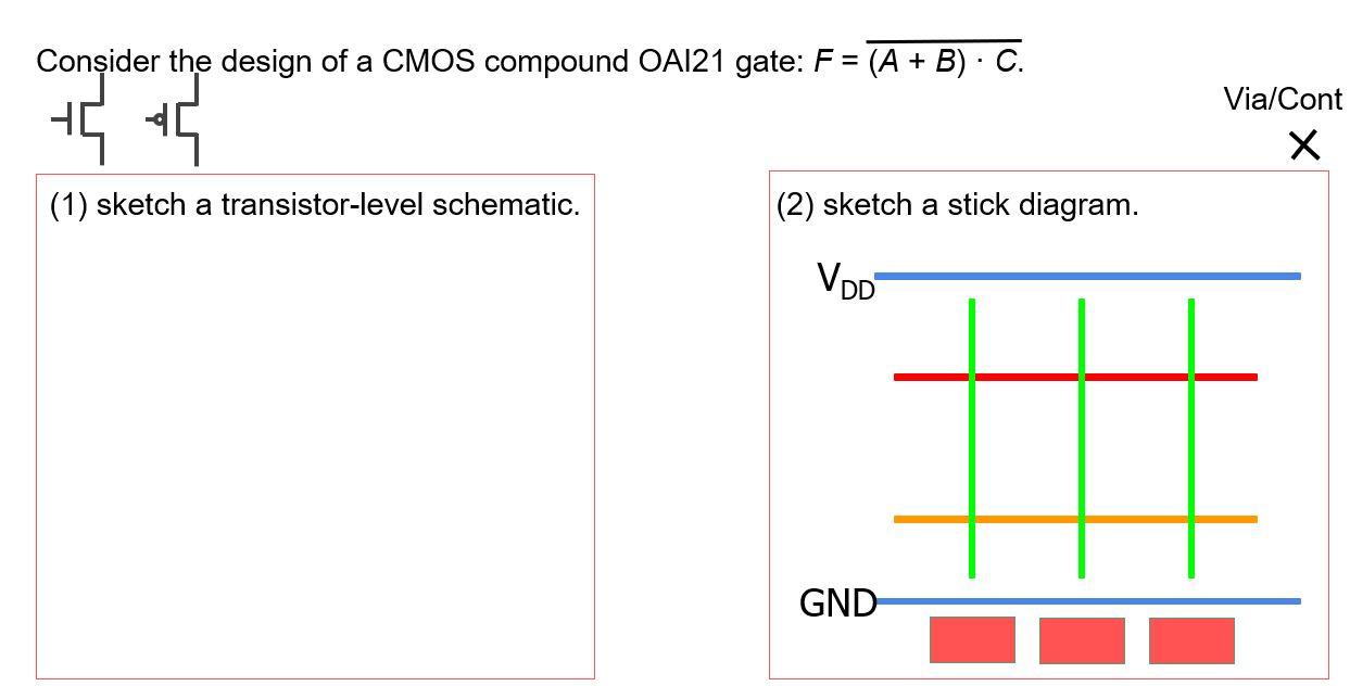 Solved Consider the design of a CMOS compound OA121 gate: F | Chegg.com