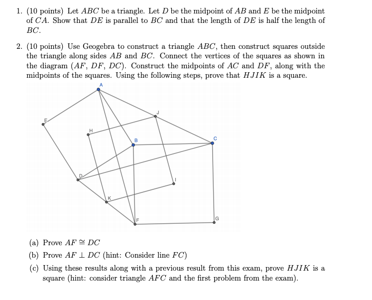 Solved 1. (10 points) Let ABC be a triangle. Let D be the | Chegg.com