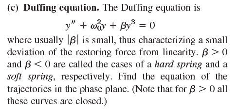 Solved (c) ﻿Duffing equation. The Duffing equation | Chegg.com