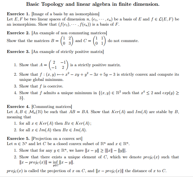 Basic Topology and linear algebra in finite | Chegg.com