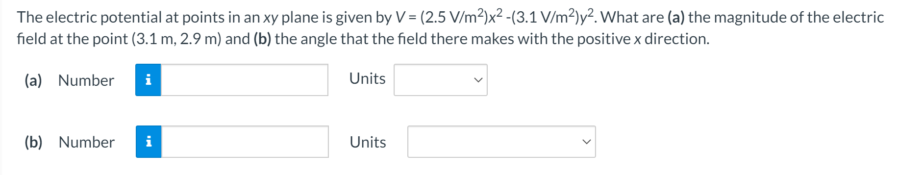 Solved The electric potential at points in an xy plane is | Chegg.com