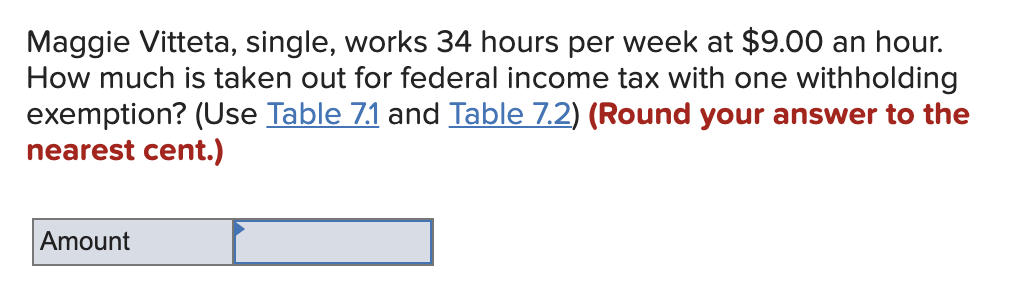 Solved Maggie Vitteta, single, works 34 hours per week at | Chegg.com