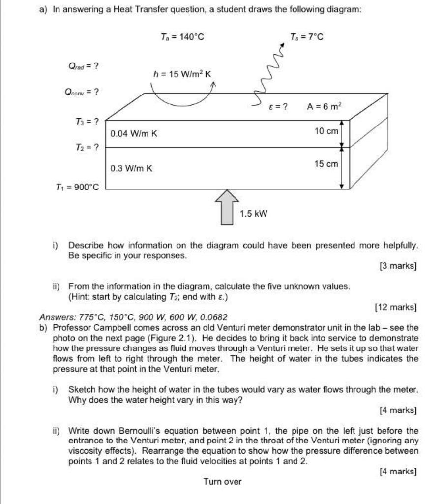 Solved a) In answering a Heat Transfer question, a student | Chegg.com