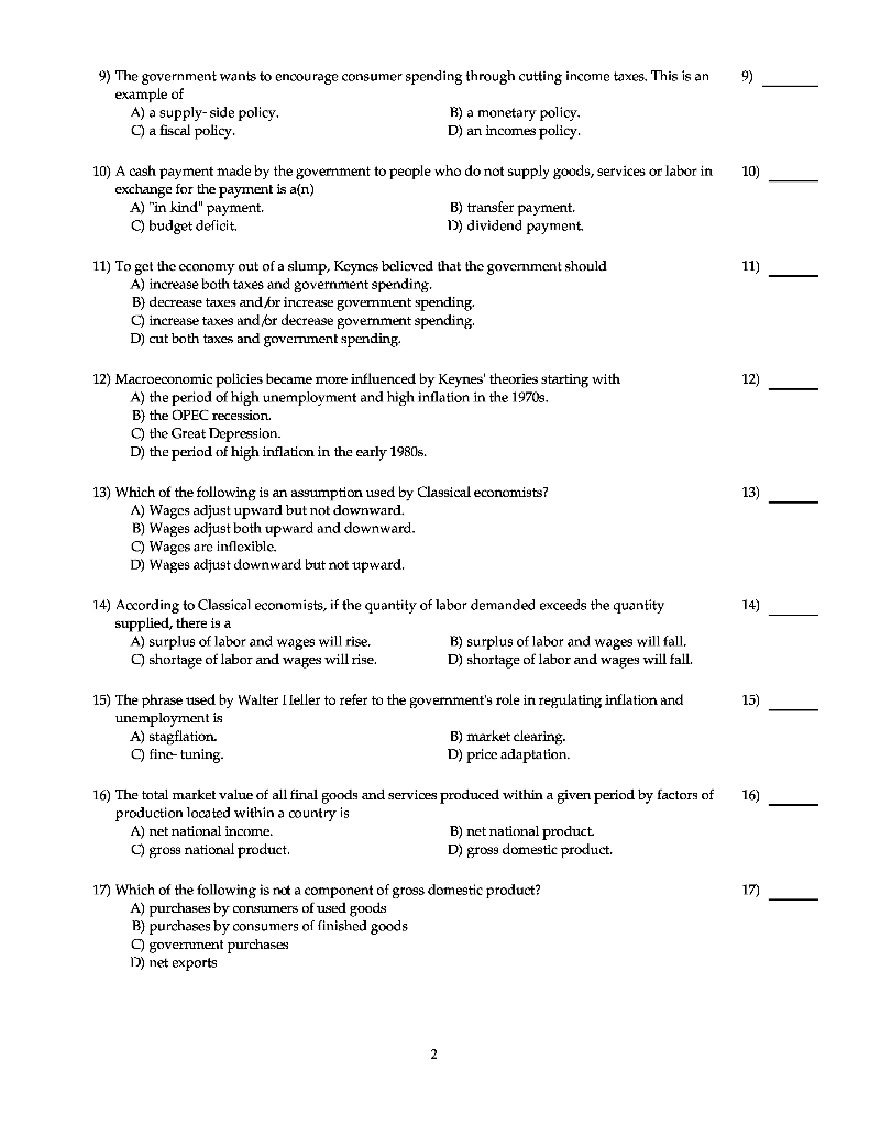 Solved 9) 9) The Government Wants To Encourage Consumer 