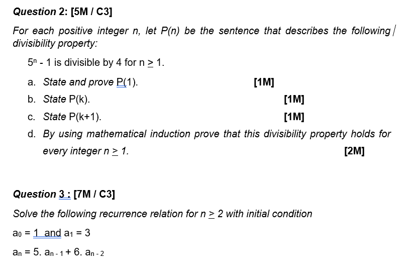 Solved Question 2: [5M / C3] For each positive integer n, | Chegg.com