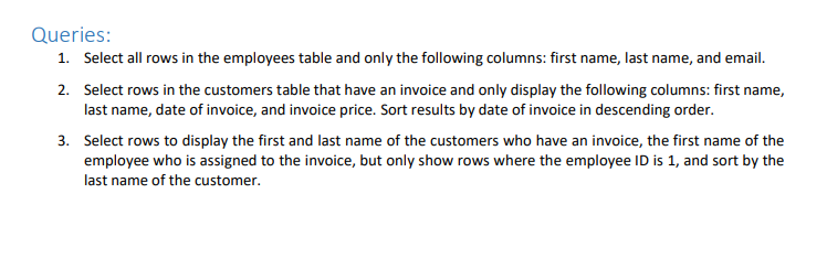 Solved Queries: 1. Select all rows in the employees table | Chegg.com