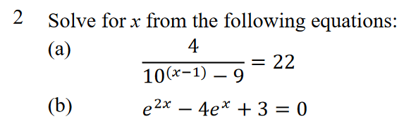 Solved 2 Solve for x from the following equations: (a) | Chegg.com