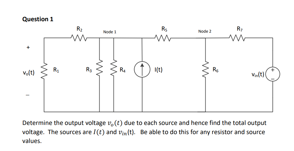 Solved Ouestion 1 Determine the output voltage vo(t) due to | Chegg.com