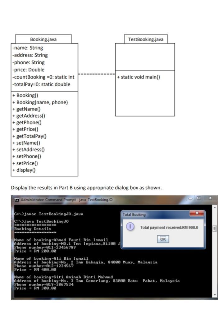Solved TestBooking.java -name: String -address: String | Chegg.com