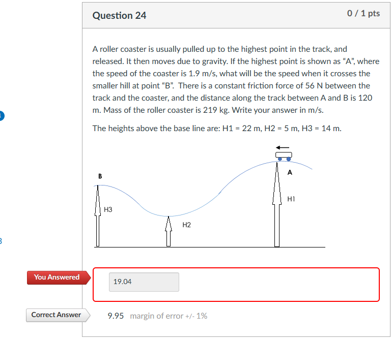 Solved Question 2401 ﻿ptsA roller coaster is usually pulled | Chegg.com