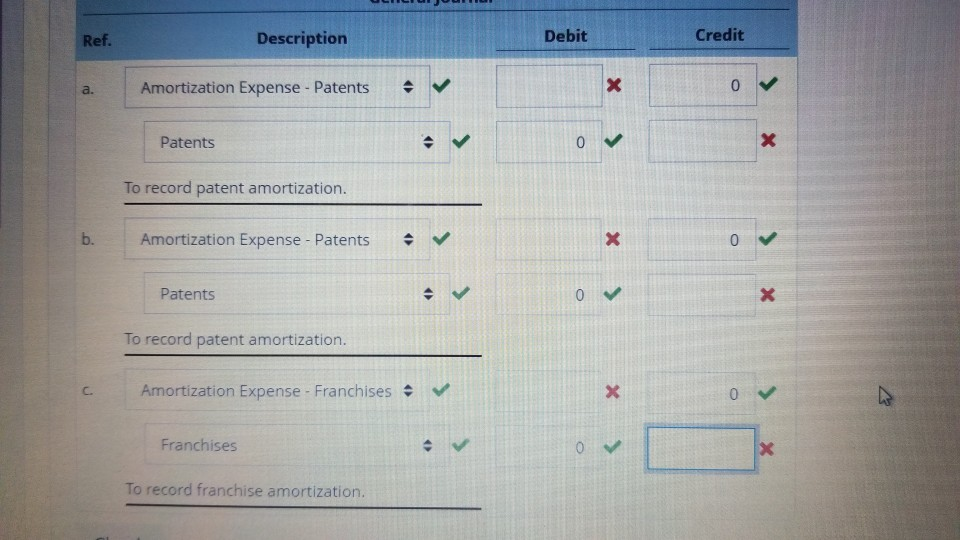 Solved Amortization Expense For Each Of The Following 1960