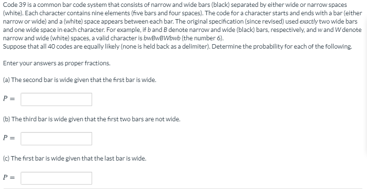 Solved Code 39 is a common bar code system that consists of | Chegg.com