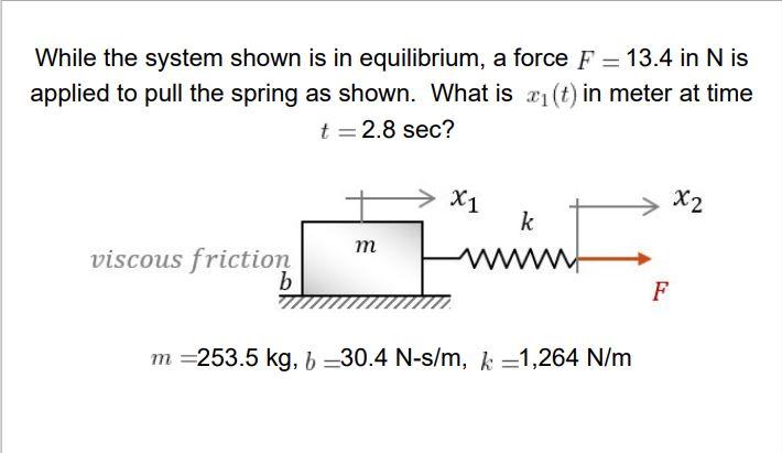 Solved While the system shown is in equilibrium, a force | Chegg.com