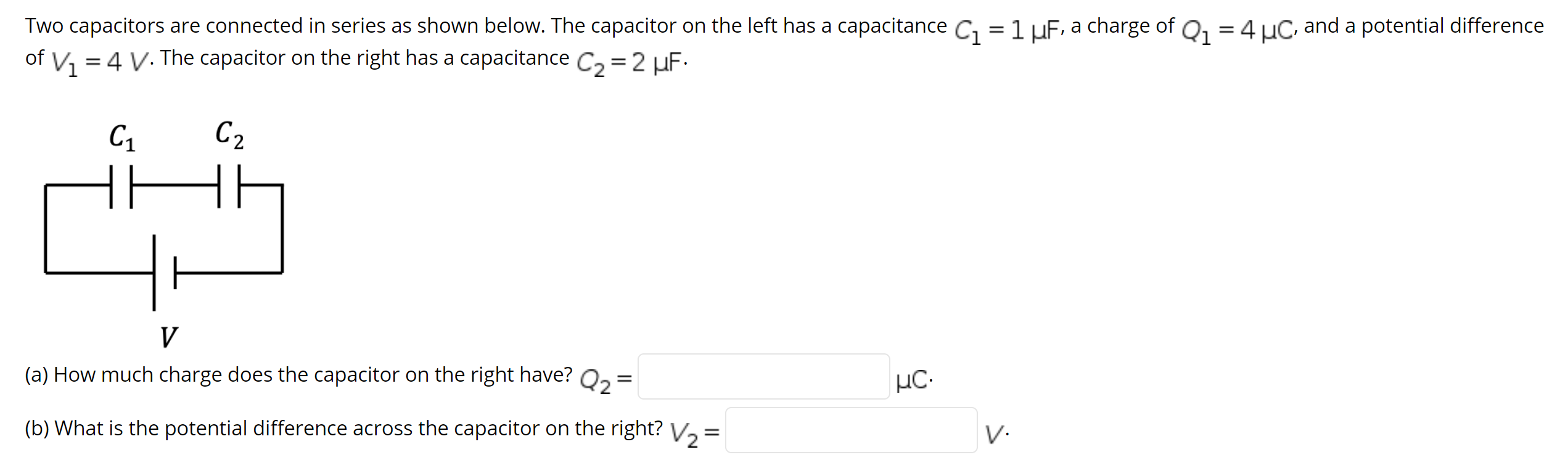 Solved Two capacitors are connected in series as shown | Chegg.com