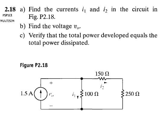 Solved 2.18 a) Find the currents iſ and i2 in the circuit in | Chegg.com