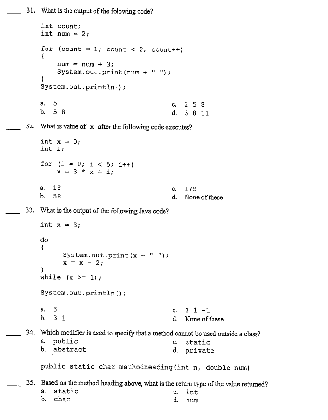 Solved 29 what is the value of counter after the following chegg