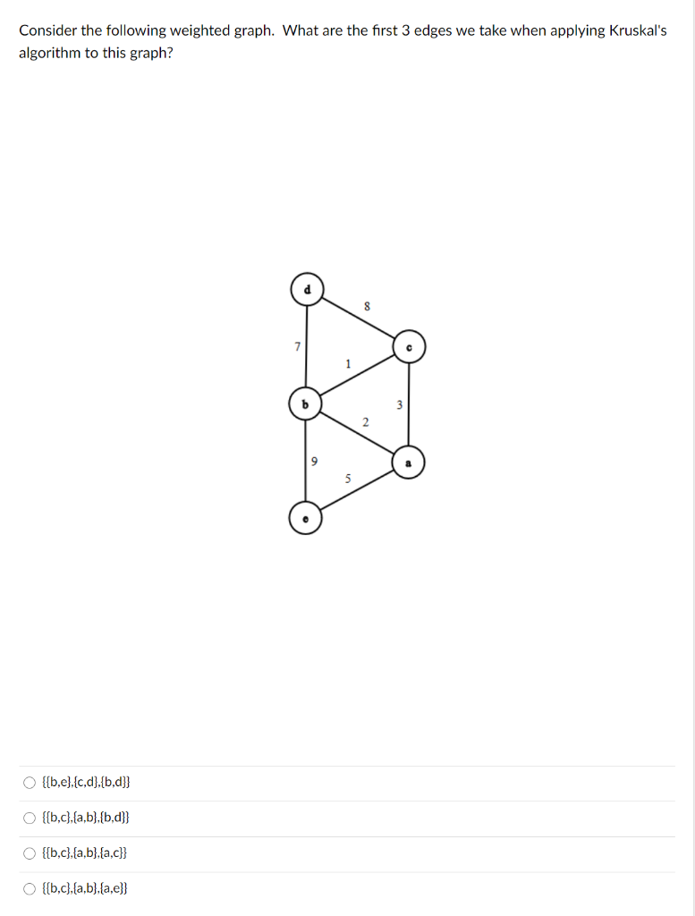 Solved Consider the following weighted graph. What are the | Chegg.com