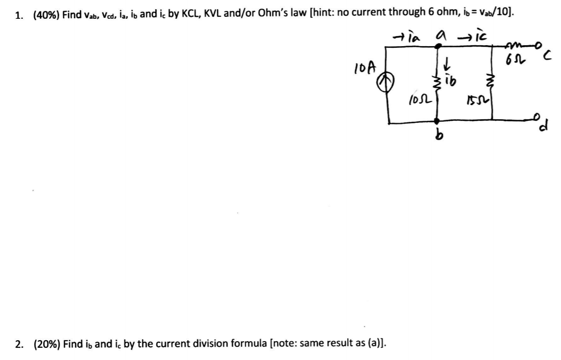 Solved 1 40 Find Vab Ved Ia In And Ic By Kcl Kvl Chegg Com