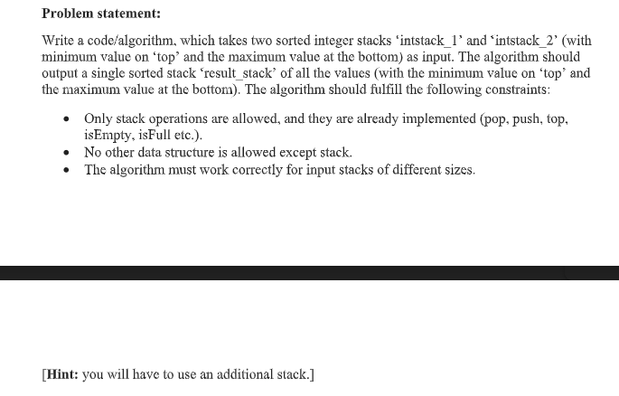 Solved Problem statement: Write a code/algorithm, which | Chegg.com