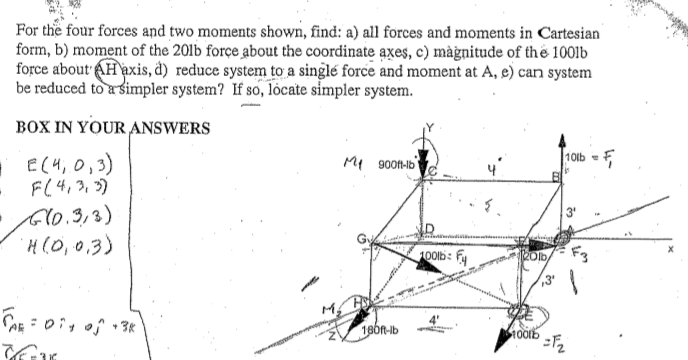 Solved For The Four Forces And Two Moments Shown, Find: A) | Chegg.com