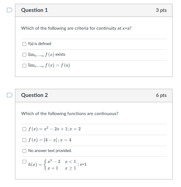 Solved Which Of The Following Are Criteria For Continuity At | Chegg.com