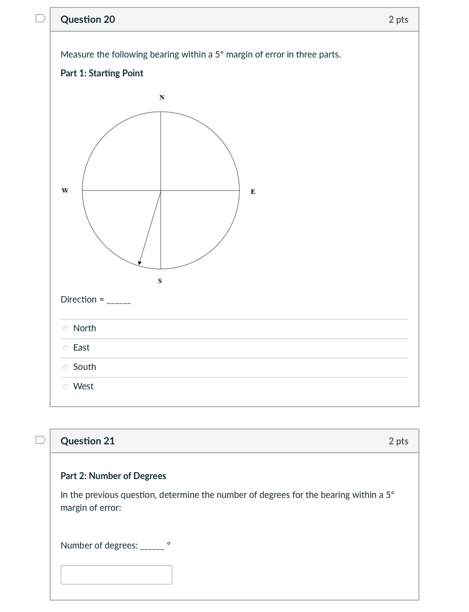 Solved Question 20 2 pts Measure the following bearing | Chegg.com