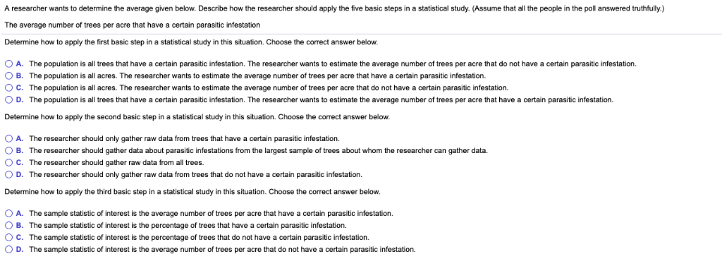 Solved A researcher wants to determine the average given | Chegg.com