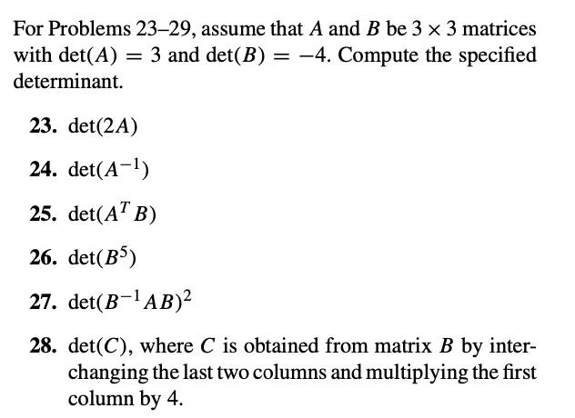Solved For Problems 23-29, assume that A and B be 3×3 | Chegg.com