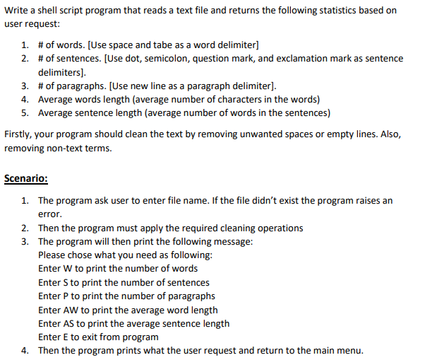 Solved Write a shell script program that reads a text file | Chegg.com