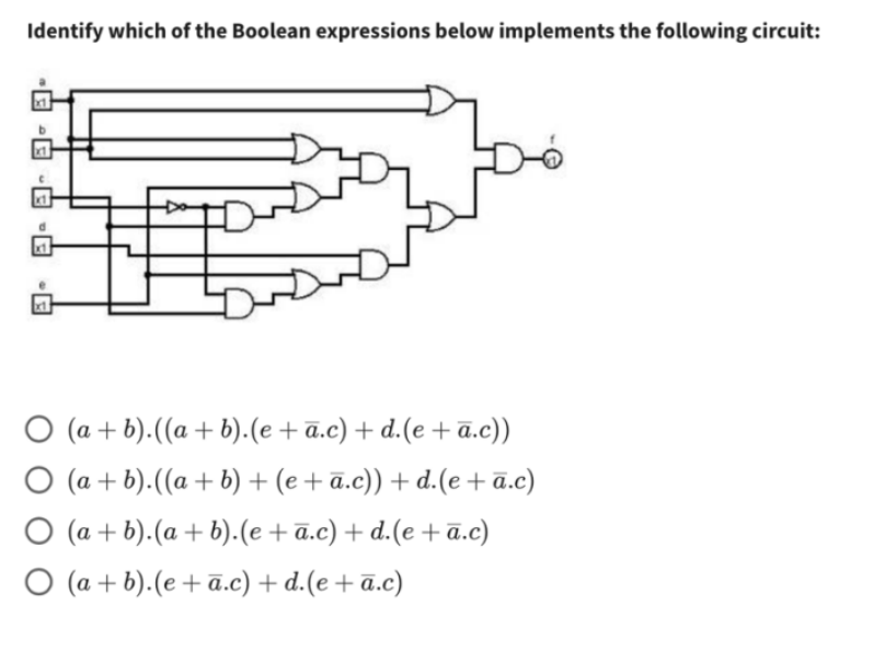 Solved Identify which of the Boolean expressions below | Chegg.com