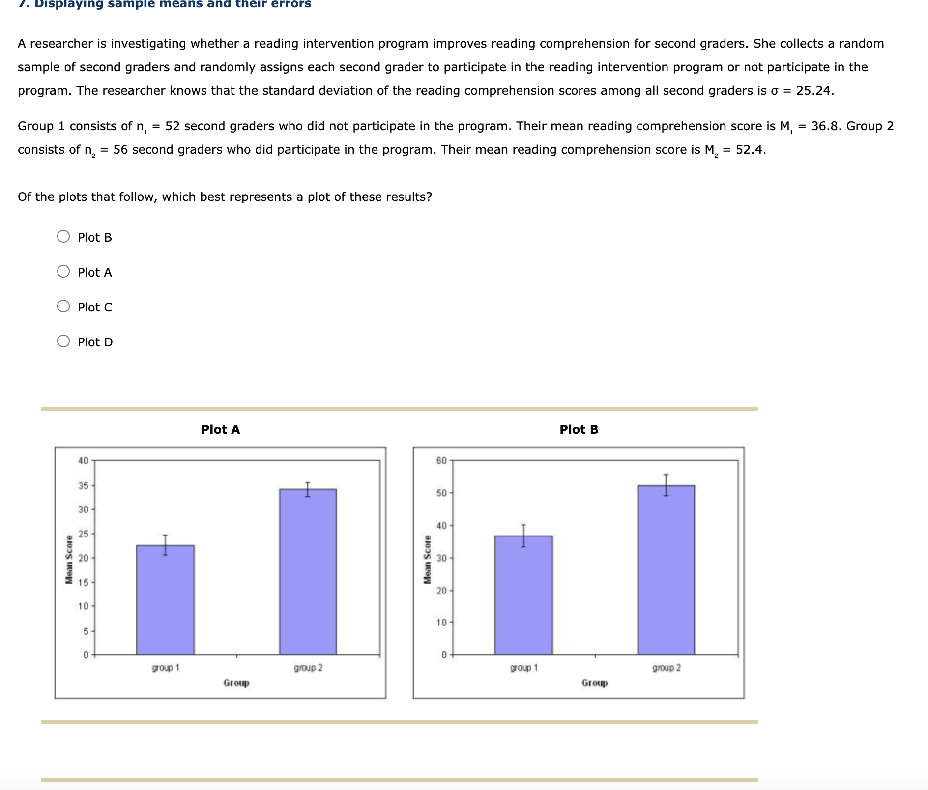 Solved A researcher is investigating whether a reading | Chegg.com