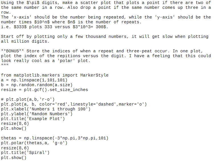 Solved Using the \pis digits, make a scatter plot that